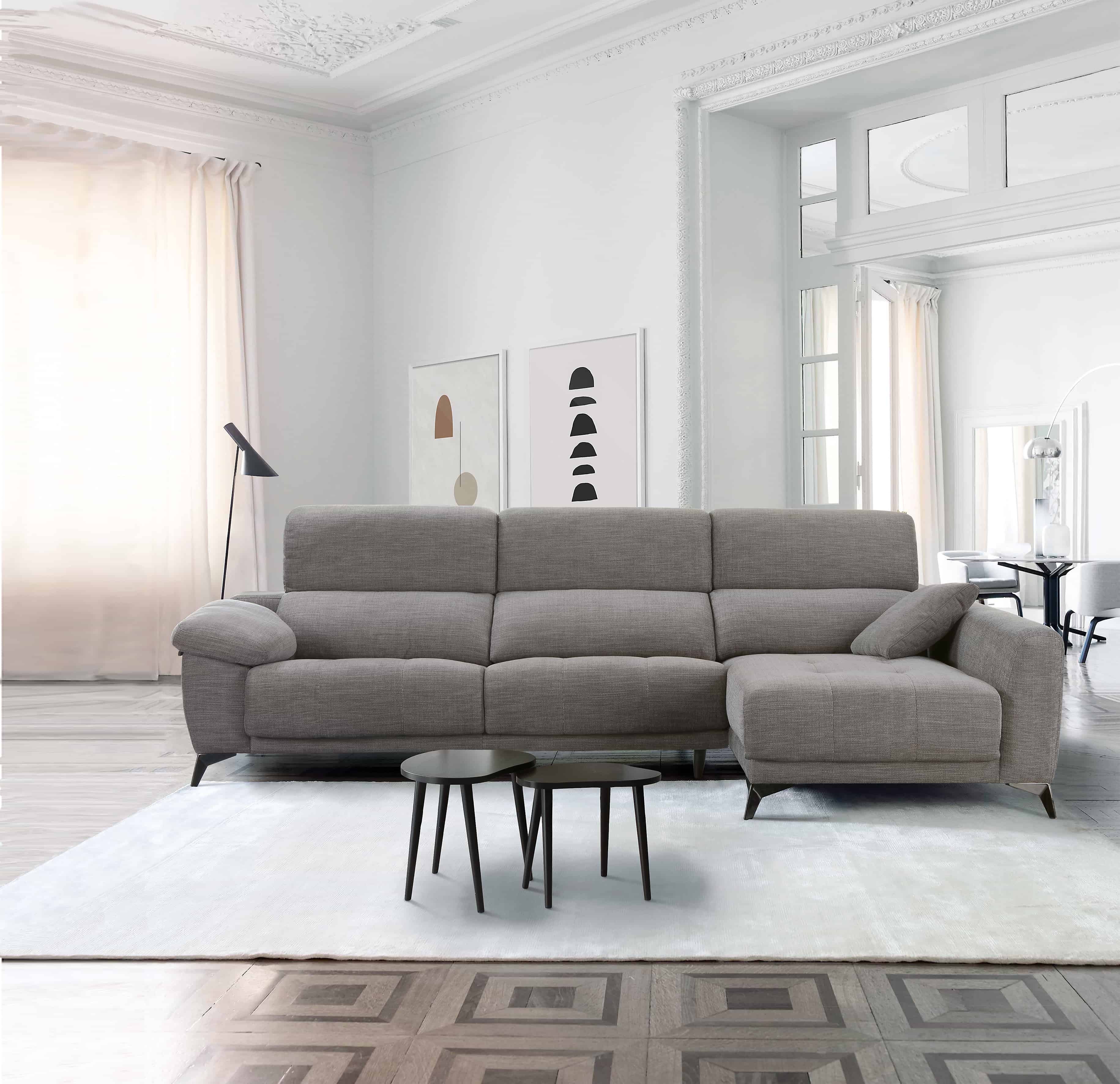 sofá tapicería gris