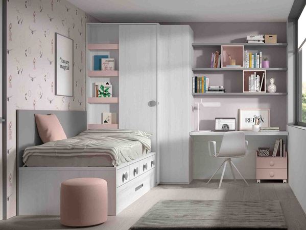 dormitorio rosa y blanco