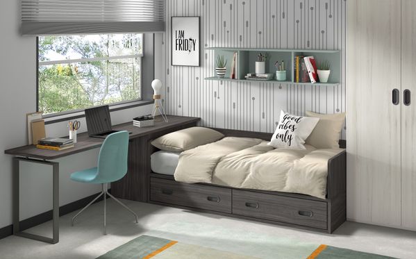 cama y escritorio