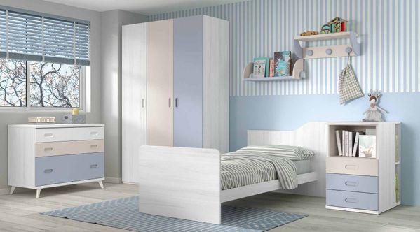 dormitorio rosa y azul